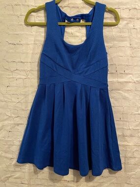 Altar’d State Textured Royal Blue Fit-and-Flare Dress